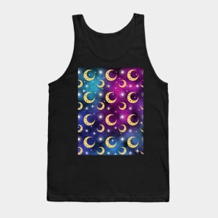 Galaxy And Moons Pattern - Night Sky Tank Top